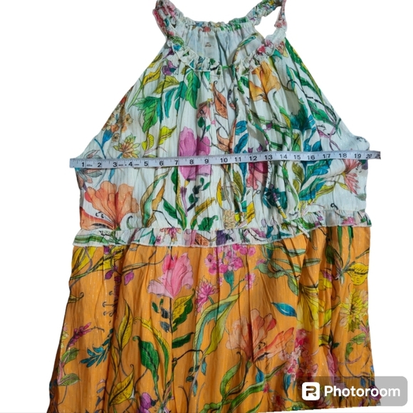 PQ Swim x Anthropologie Floral Ruffle Tiered Maxi Dress Orange M/L - Picture 10 of 14
